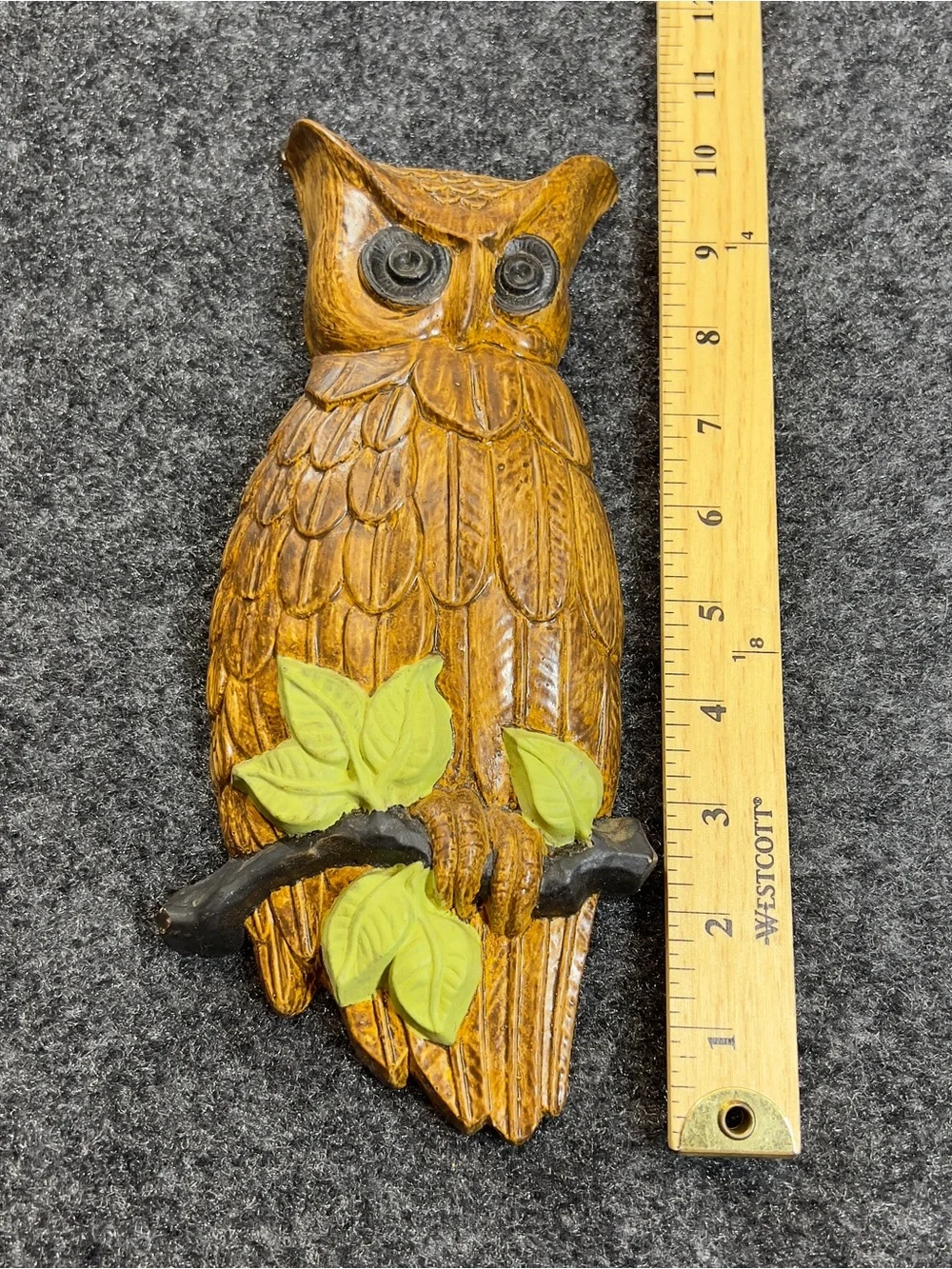 Vintage 1981 Hand Painted Owl Wall Plaques Pair Rustic Woodland Decor